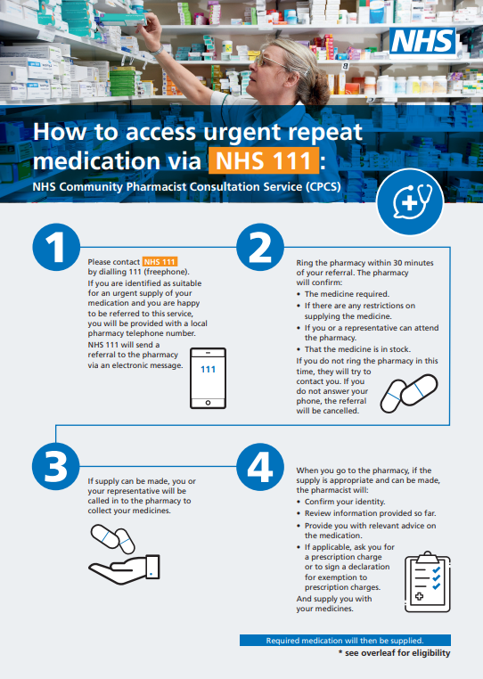 NHS111 Order medication