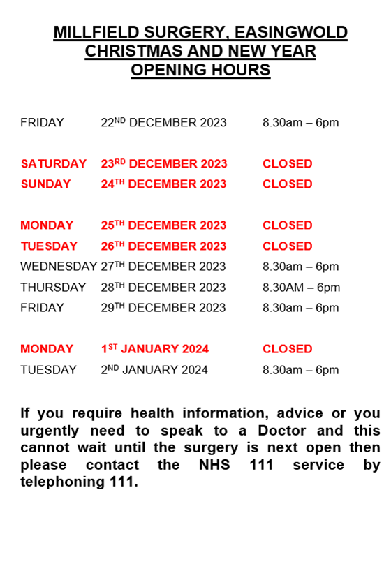 Christmas Opening Hours